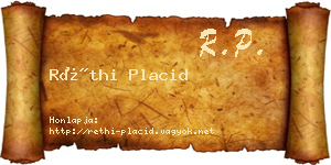 Réthi Placid névjegykártya